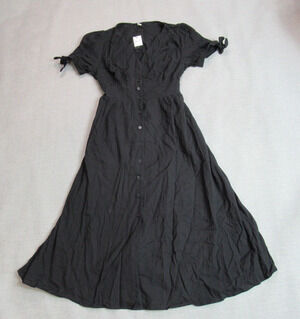 Zexxxy Dress Womens Sz Small Black Button Up Maxi Peasant Cottagecore Modest NWT